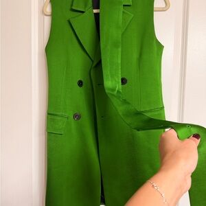 Vibrant Green Sleeveless Blazer